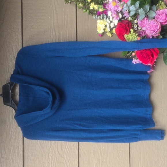 Max Studio 2 Ply Cashmere Zip Sweater Blue M - Picture 5 of 6